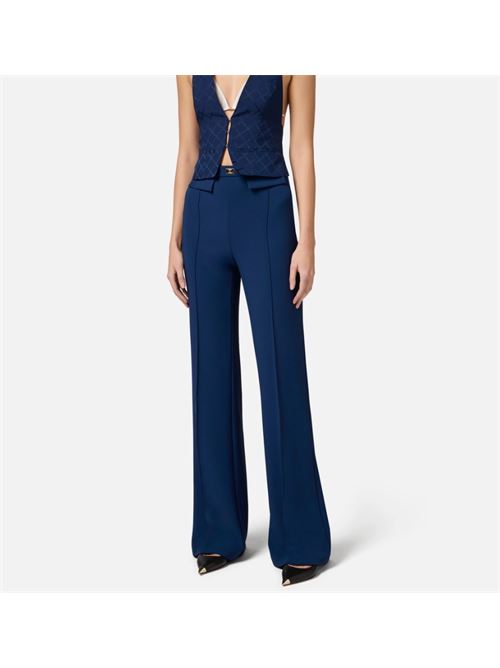 Crepe trousers with logo plaque ELISABETTA FRANCHI | PA07851E2.DC8